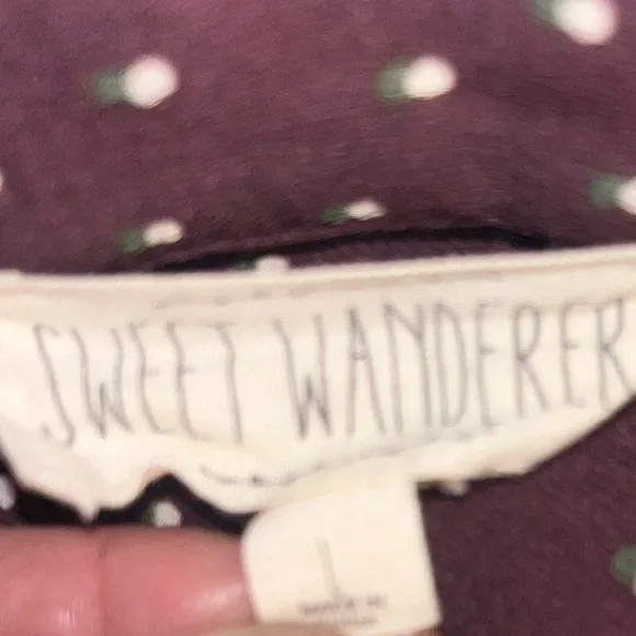 Sweet Wanderer Polka Dot Neck Tie Blouse L - Picture 5 of 11